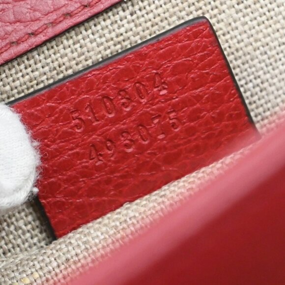 GUCCI Logo Interlocking G Chain Shoulder Bag Leather Red GHW Italy 58KA971 - Picture 11 of 16